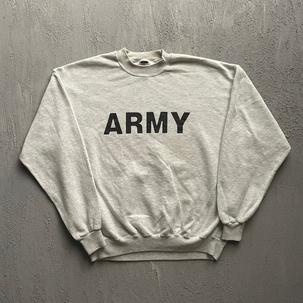 Vintage Army Graphic Sweatshirt Mens XL Gray 90s Jerzees